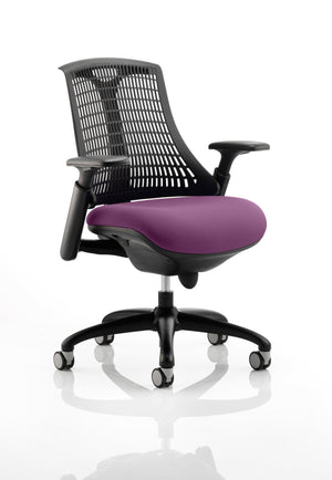 Flex Task Operator Chair Black Frame Black Back Bespoke Colour Seat Tansy Purple