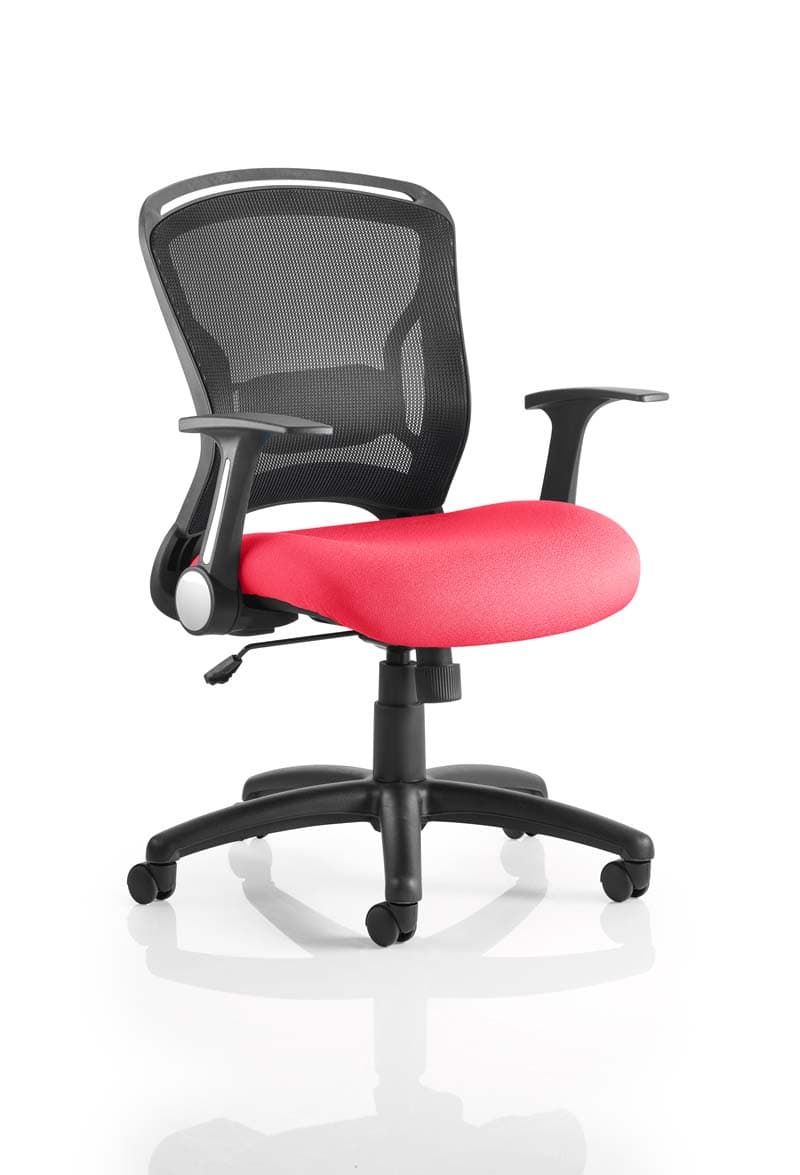 Zeus Task Operator Chair Black Fabric Black Mesh Back With Arms