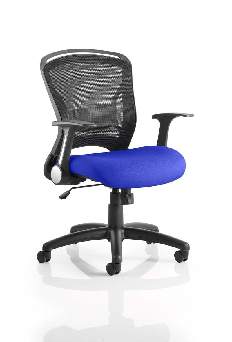 Zeus Task Operator Chair Black Fabric Black Mesh Back With Arms