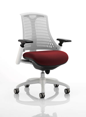 Flex Task Operator Chair White Frame White Back Bespoke Colour Seat Ginseng Chilli