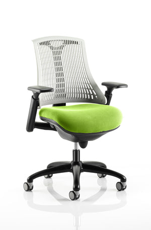 Flex Task Operator Chair Black Frame White Back Bespoke Colour Seat Myrrh Green Image 2