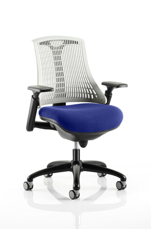 Flex Task Operator Chair Black Frame White Back Bespoke Colour Seat Stevia Blue Image 2