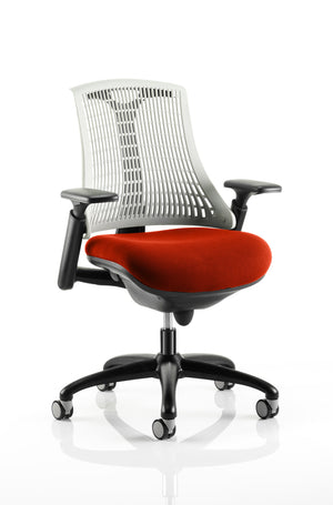 Flex Task Operator Chair Black Frame White Back Bespoke Colour Seat Tabasco Orange Image 2