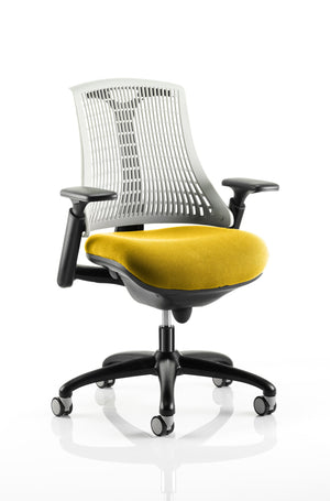 Flex Task Operator Chair Black Frame White Back Bespoke Colour Seat Senna Yellow
