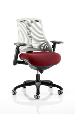 Flex Task Operator Chair Black Frame White Back Bespoke Colour Seat Ginseng Chilli Image 2