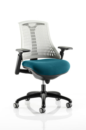 Flex Task Operator Chair Black Frame White Back Bespoke Colour Seat Maringa Teal Image 2