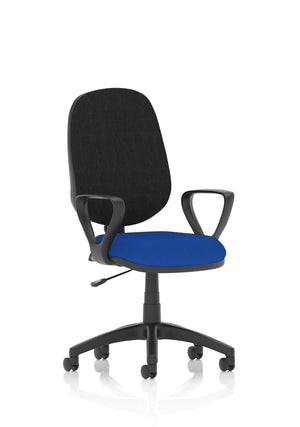 Eclipse Plus I Lever Task Operator Chair Black Back Bespoke Seat With Loop Arms In Stevia Blue