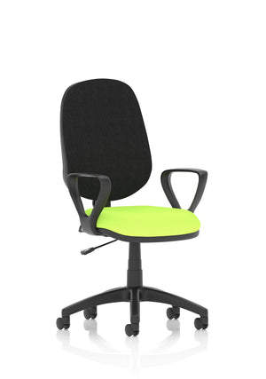 Eclipse Plus I Lever Task Operator Chair Black Back Bespoke Seat With Loop Arms In Myrrh Green