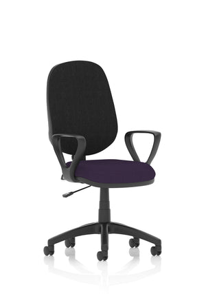 Eclipse Plus I Lever Task Operator Chair Black Back Bespoke Seat With Loop Arms In Tansy Purple