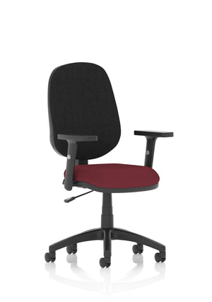Eclipse Plus I Lever Task Operator Chair Black Back Bespoke Seat With Height Adjustable Arms In Ginseng Chilli