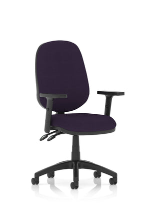 Eclipse Plus II Lever Task Operator Chair Bespoke With Height Adjustable Arms In Tansy Purple