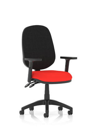 Eclipse Plus II Lever Task Operator Chair Black Back Bespoke Seat With Height Adjustable Arms In Bergamot Cherry