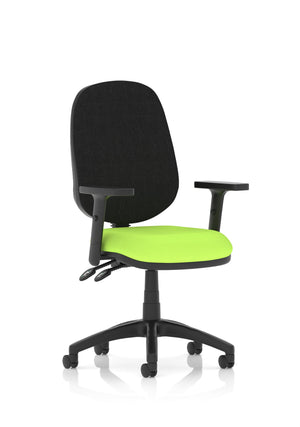Eclipse Plus II Lever Task Operator Chair Black Back Bespoke Seat With Height Adjustable Arms In Myrrh Green