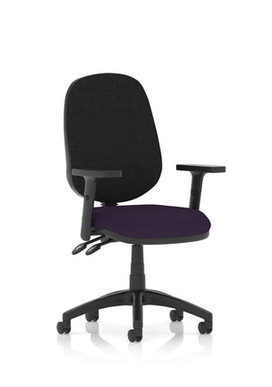 Eclipse Plus II Lever Task Operator Chair Black Back Bespoke Seat With Height Adjustable Arms In Tansy Purple