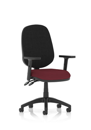 Eclipse Plus II Lever Task Operator Chair Black Back Bespoke Seat With Height Adjustable Arms In Ginseng Chilli