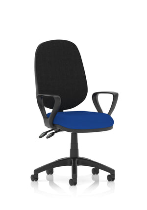 Eclipse Plus II Lever Task Operator Chair Black Back Bespoke Seat With Loop Arms In Stevia Blue