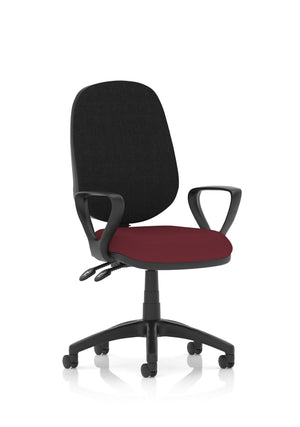 Eclipse Plus II Lever Task Operator Chair Black Back Bespoke Seat With Loop Arms In Ginseng Chilli