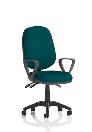 Eclipse Plus III Lever Task Operator Chair Bespoke With Loop Arms In Maringa Teal