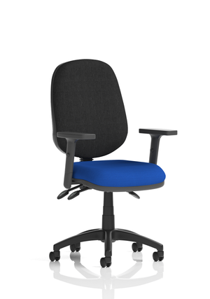Eclipse Plus III Lever Task Operator Chair Black Back Bespoke Seat With Height Adjustable Arms In Stevia Blue