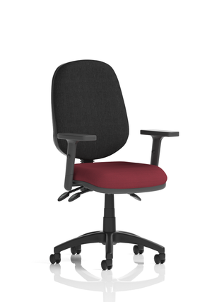 Eclipse Plus III Lever Task Operator Chair Black Back Bespoke Seat With Height Adjustable Arms In Ginseng Chilli
