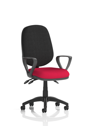 Eclipse Plus III Lever Task Operator Chair Black Back Bespoke Seat With Loop Arms In Bergamot Cherry