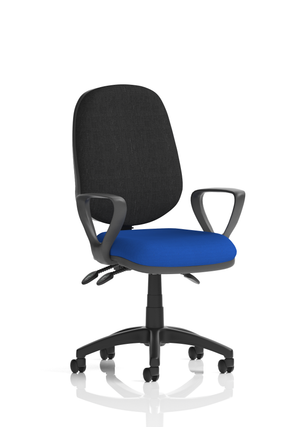 Eclipse Plus III Lever Task Operator Chair Black Back Bespoke Seat With Loop Arms In Stevia Blue
