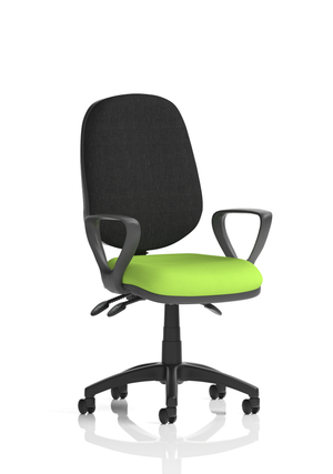Eclipse Plus III Lever Task Operator Chair Black Back Bespoke Seat With Loop Arms In Myrrh Green