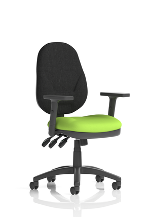 Eclipse Plus XL Lever Task Operator Chair Black Back Bespoke Seat With Height Adjustable Arms In Myrrh Green