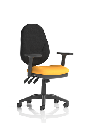 Eclipse Plus XL Lever Task Operator Chair Black Back Bespoke Seat With Height Adjustable Arms In Senna Yellow