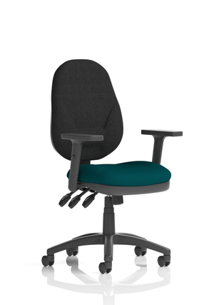 Eclipse Plus XL Lever Task Operator Chair Black Back Bespoke Seat With Height Adjustable Arms In Maringa Teal