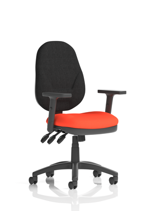 Eclipse Plus XL Lever Task Operator Chair Black Back Bespoke Seat With Height Adjustable Arms In Tabasco Orange