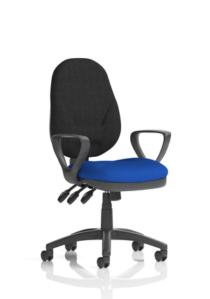 Eclipse Plus XL Lever Task Operator Chair Black Back Bespoke Seat With Loop Arms In Stevia Blue