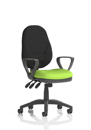 Eclipse Plus XL Lever Task Operator Chair Black Back Bespoke Seat With Loop Arms In Myrrh Green