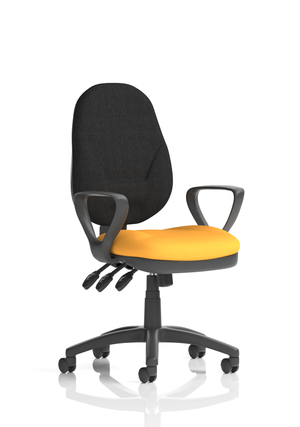 Eclipse Plus XL Lever Task Operator Chair Black Back Bespoke Seat With Loop Arms In Senna Yellow