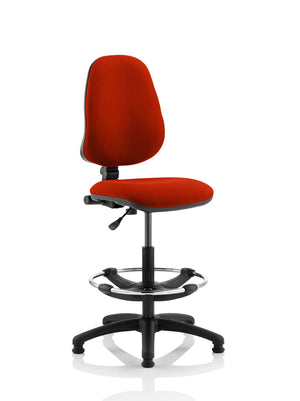 Eclipse Plus I Lever Task Operator Chair Tabasco Orange Fully Bespoke Colour With High Rise Draughtsman Kit Image 2