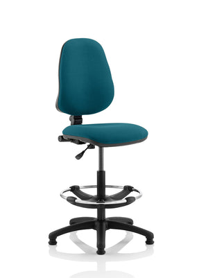 Eclipse Plus I Lever Task Operator Chair Maringa Teal Fully Bespoke Colour With High Rise Draughtsman Kit Image 2