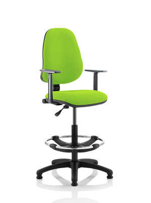 Eclipse Plus I Lever Task Operator Chair Myrrh Green Fully Bespoke Colour With Height Adjustable Arms with High Rise Draughtsman Kit Image 2