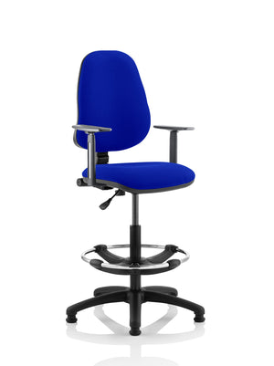 Eclipse Plus I Lever Task Operator Chair Stevia Blue Fully Bespoke Colour With Height Adjustable Arms with High Rise Draughtsman Kit Image 3