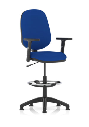 Eclipse Plus I Lever Task Operator Chair Stevia Blue Fully Bespoke Colour With Height Adjustable Arms with High Rise Draughtsman Kit Image 4