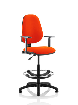 Eclipse Plus I Lever Task Operator Chair Tabasco Orange Fully Bespoke Colour With Height Adjustable Arms with High Rise Draughtsman Kit Image 2