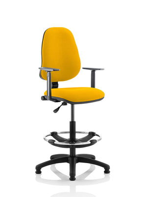 Eclipse Plus I Lever Task Operator Chair Senna Yellow Fully Bespoke Colour With Height Adjustable Arms with High Rise Draughtsman Kit Image 2