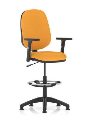 Eclipse Plus I Lever Task Operator Chair Senna Yellow Fully Bespoke Colour With Height Adjustable Arms with High Rise Draughtsman Kit Image 4