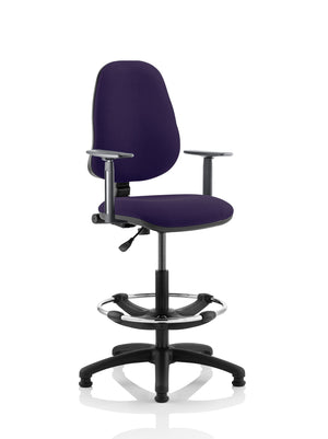 Eclipse Plus I Lever Task Operator Chair Tansy Purple Fully Bespoke Colour With Height Adjustable Arms with High Rise Draughtsman Kit Image 2