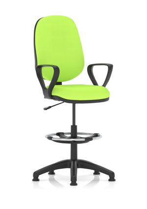 Eclipse Plus I Lever Task Operator Chair Myrrh Green Fully Bespoke Colour With Loop Arms with High Rise Draughtsman Kit Image 4