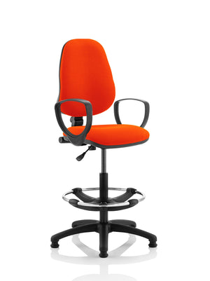 Eclipse Plus I Lever Task Operator Chair Tabasco Orange Fully Bespoke Colour With Loop Arms with High Rise Draughtsman Kit Image 2