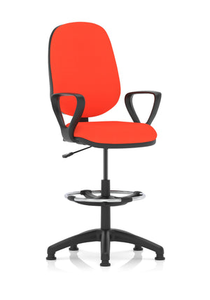 Eclipse Plus I Lever Task Operator Chair Tabasco Orange Fully Bespoke Colour With Loop Arms with High Rise Draughtsman Kit Image 3