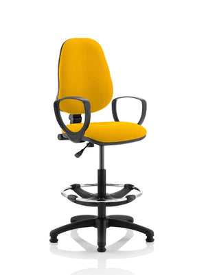 Eclipse Plus I Lever Task Operator Chair Senna Yellow Fully Bespoke Colour With Loop Arms with High Rise Draughtsman Kit Image 2