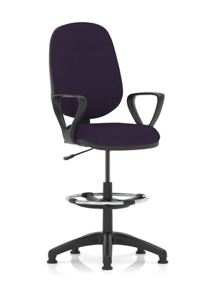 Eclipse Plus I Lever Task Operator Chair Tansy Purple Fully Bespoke Colour With Loop Arms with High Rise Draughtsman Kit Image 3