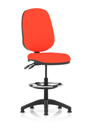 Eclipse Plus II Lever Task Operator Chair Tabasco Orange Fully Bespoke Colour With High Rise Draughtsman Kit