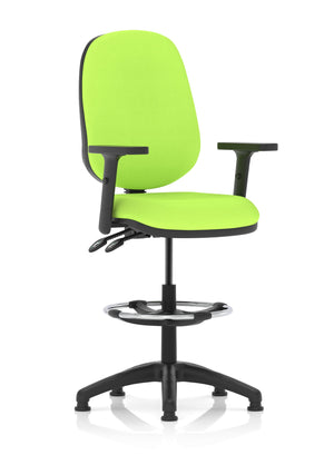 Eclipse Plus II Lever Task Operator Chair Myrrh Green Fully Bespoke Colour With Height Adjustable Arms With High Rise Draughtsman Kit Image 2